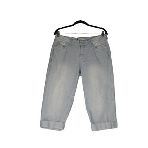 Levis White Tab Capri Denim Womens 10 Blue Stripe Distressed Pants Jeans Pockets